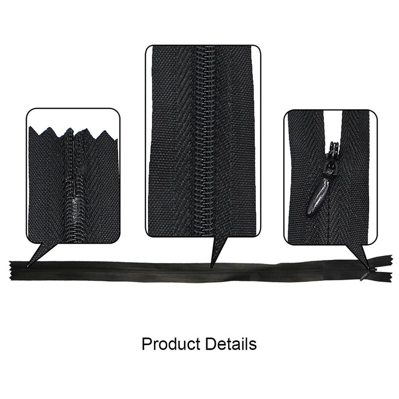 Renashed Nylon #3 Invisible Zippers 45pcs 21.5 Inch for Tailor Sewer Sewing Craft Crafter's Special Black - Image 4